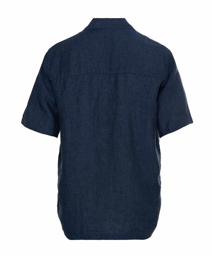 Heren overhemd korte mouw blauw