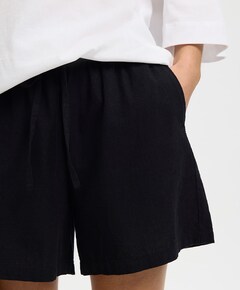 SLFLUISA-LINNIE LINEN BLEND dames korte broek zwart