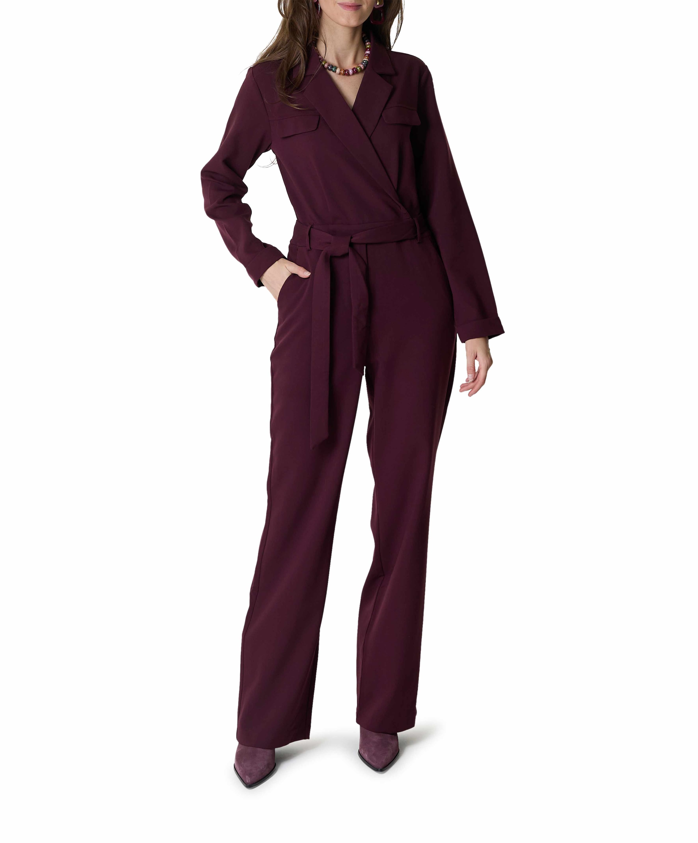 Dames jumpsuit bordeaux