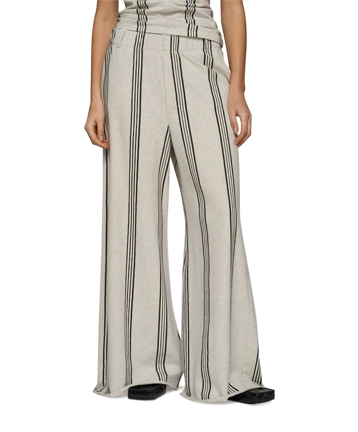 wide leg jogger stripes dames broek ecru