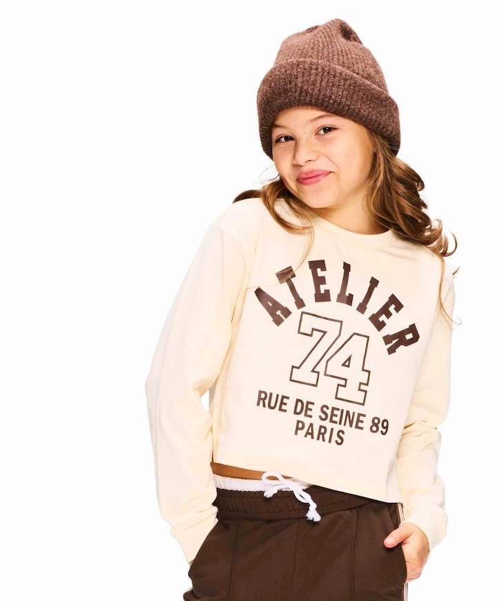 Meisjes longsleeve beige