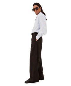 pelle pinstripe dames broek bruin