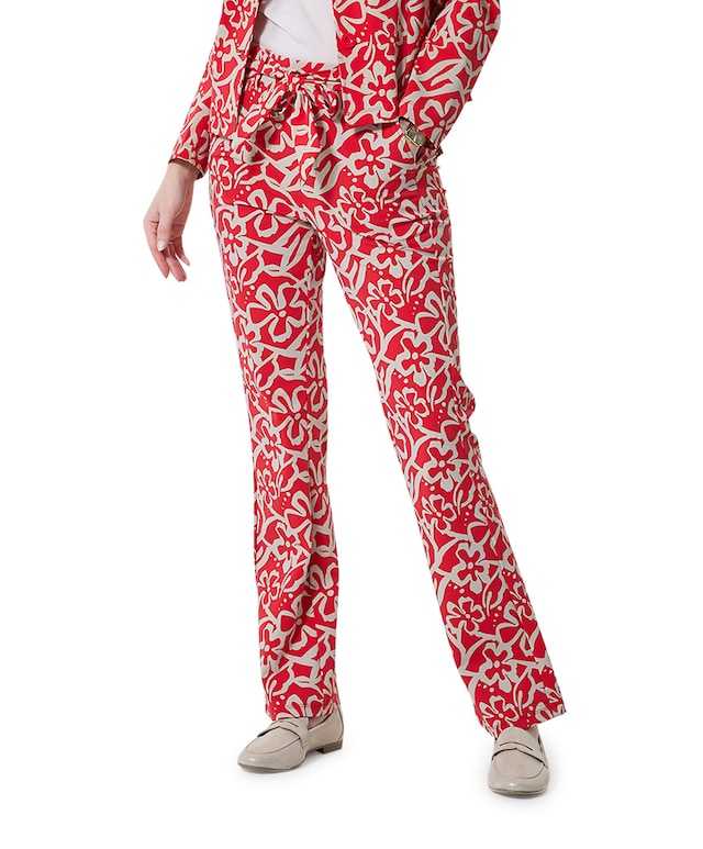 Printed travel flair trouser broek rood
