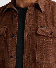 Heren overhemd lange mouw bruin