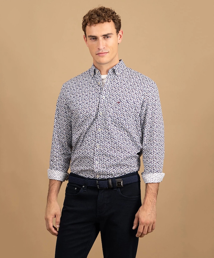 Overhemd lange mouw bordeaux