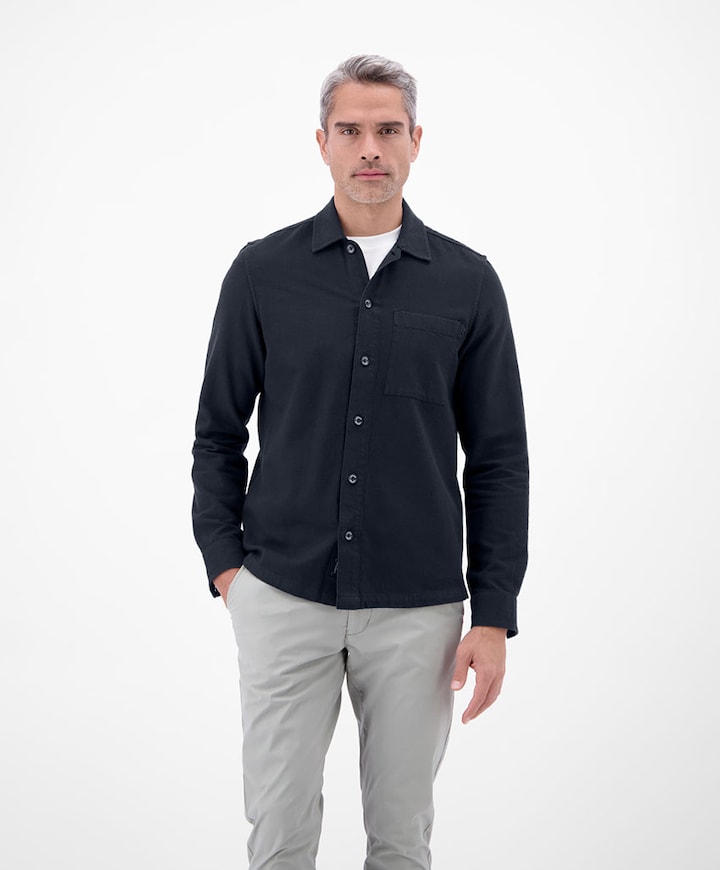 Heren overhemd lange mouw blauw