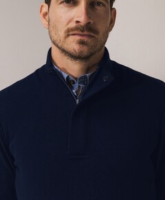 Heren trui met rits blauw