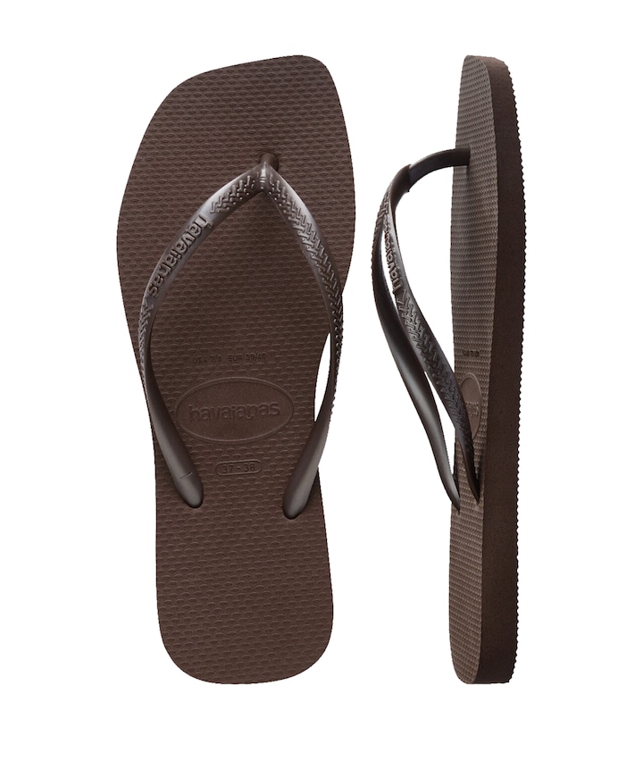 HAV. SLIM SQUARE dames slippers bruin