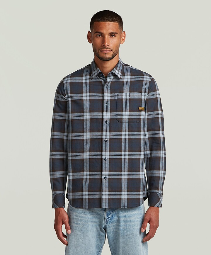 Heren overhemd lange mouw blauw