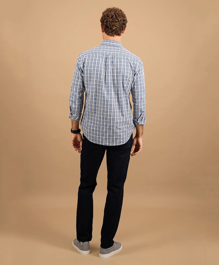 Heren overhemd lange mouw groen