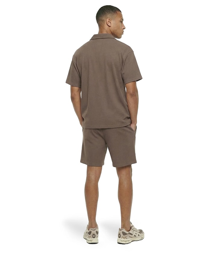 Heren overhemd korte mouw bruin