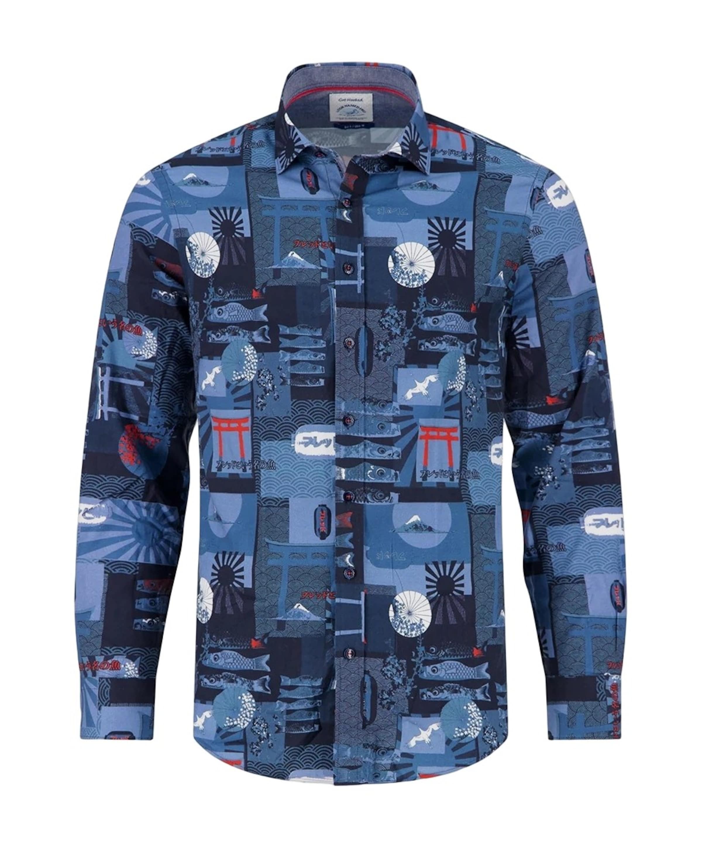Heren overhemd lange mouw blauw