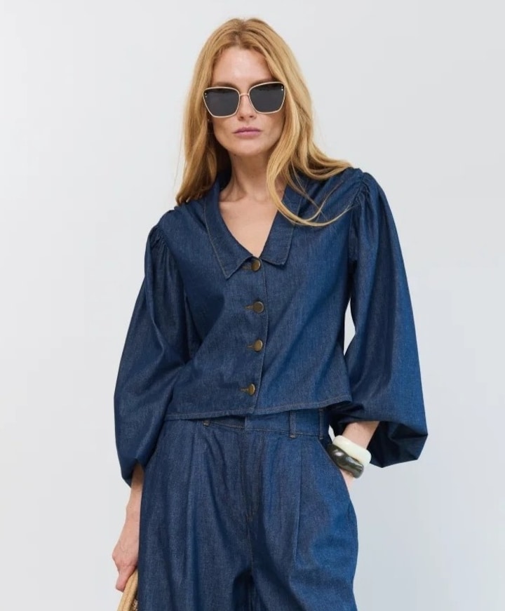 Dames blouse blauw
