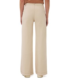 Trousers wide twill dames broek beige