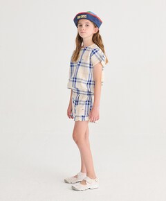 Fun Tartan ruffled woven shorts meisjes korte broek ecru