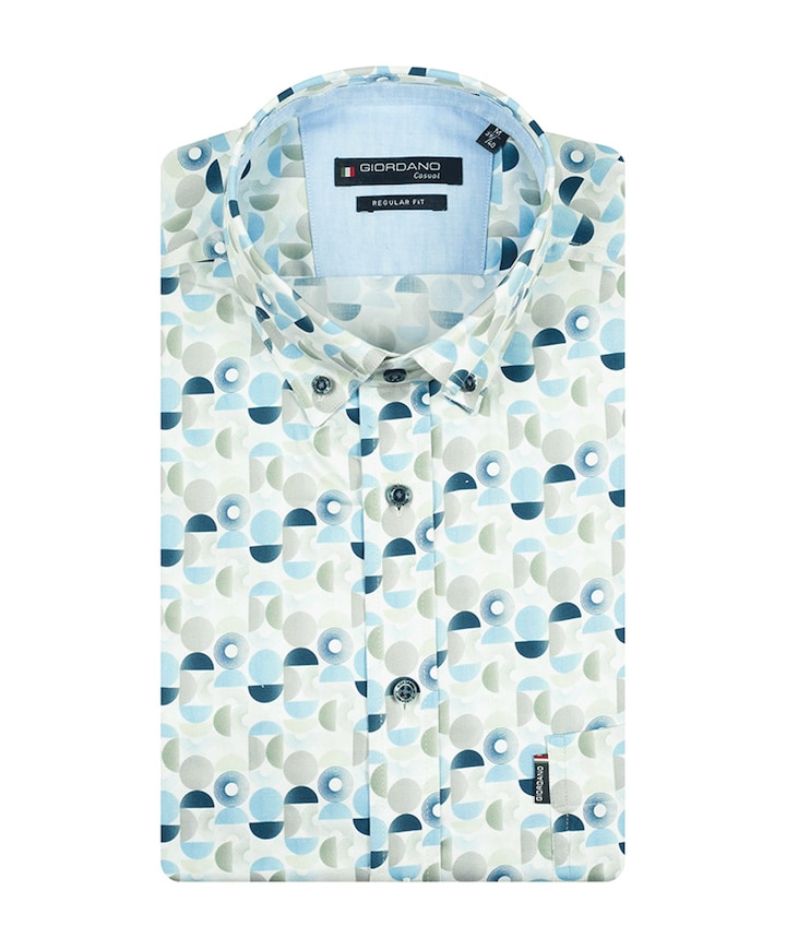 Heren overhemd korte mouw groen