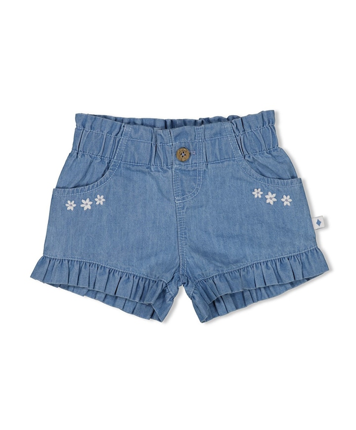 Ruches meisjes korte broek blauw