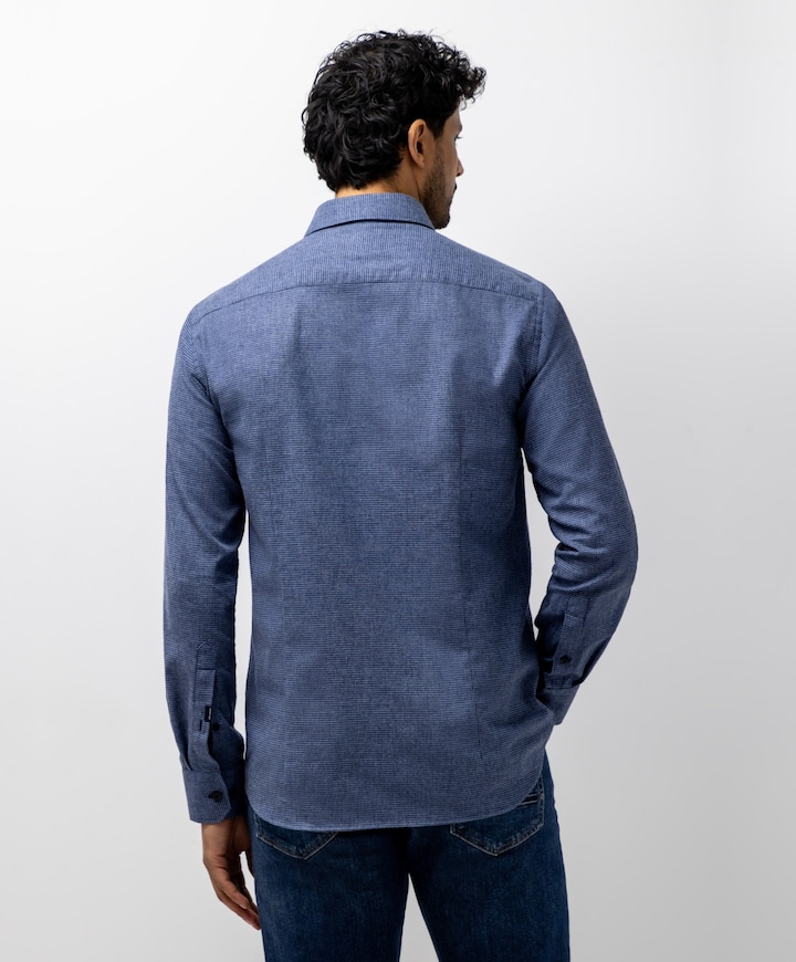 Heren overhemd lange mouw blauw