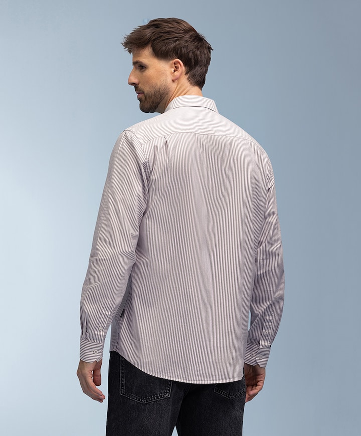 Heren overhemd lange mouw paars