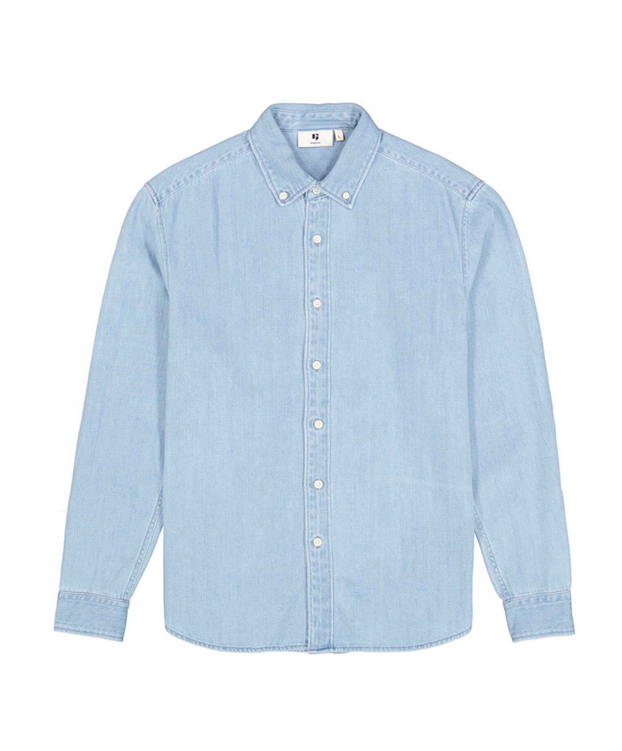 Heren overhemd lange mouw blauw