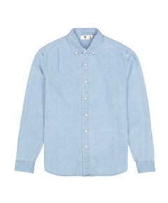 Heren overhemd lange mouw blauw