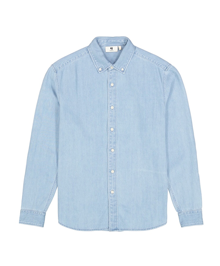 Heren overhemd lange mouw blauw