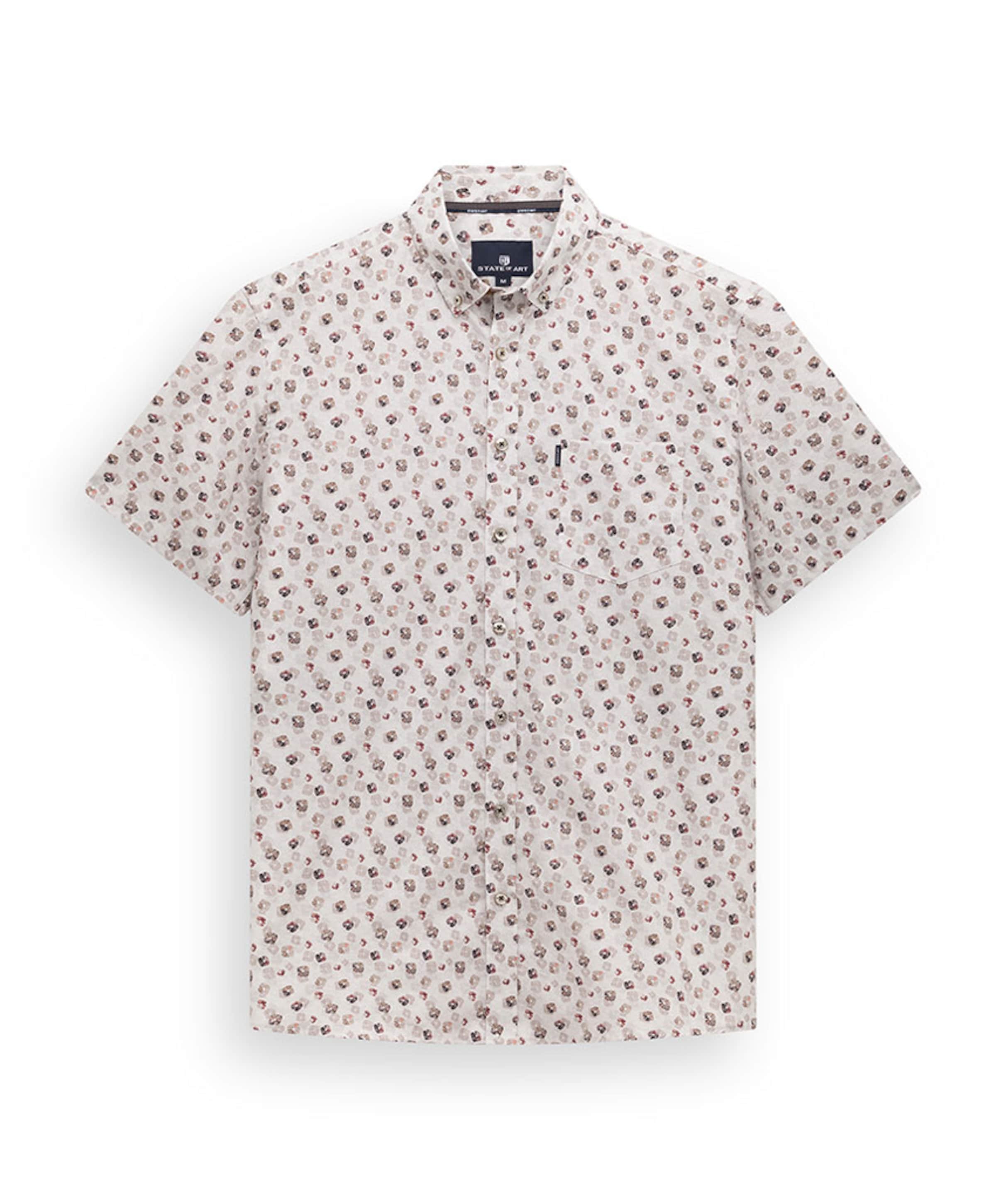 Heren overhemd korte mouw beige