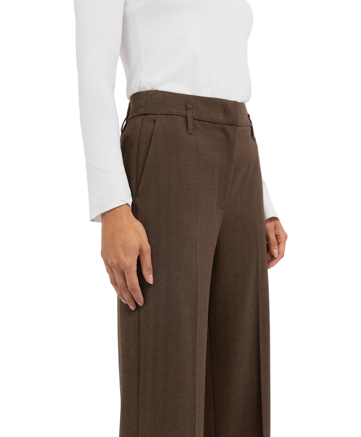 Geweven, gestructureerde dames broek bruin