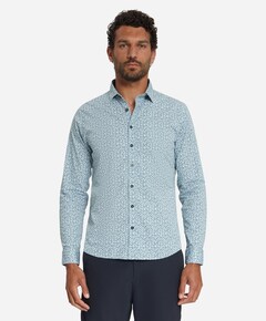 Heren overhemd lange mouw blauw