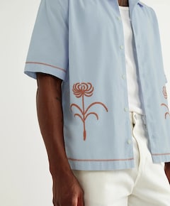 Heren overhemd korte mouw blauw