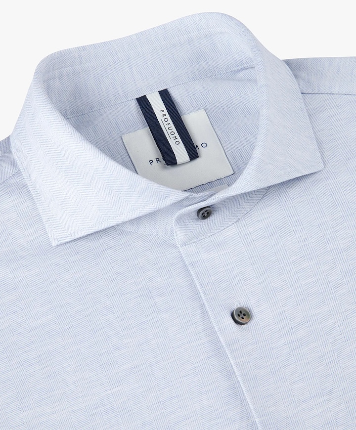 Heren overhemd lange mouw blauw