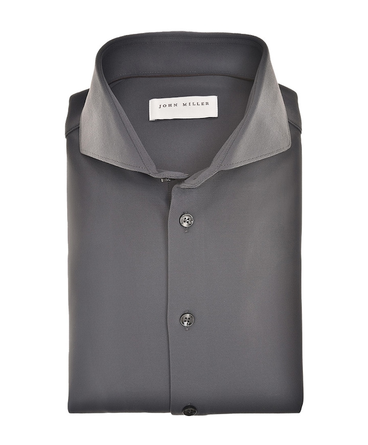 Heren overhemd lange mouw grijs