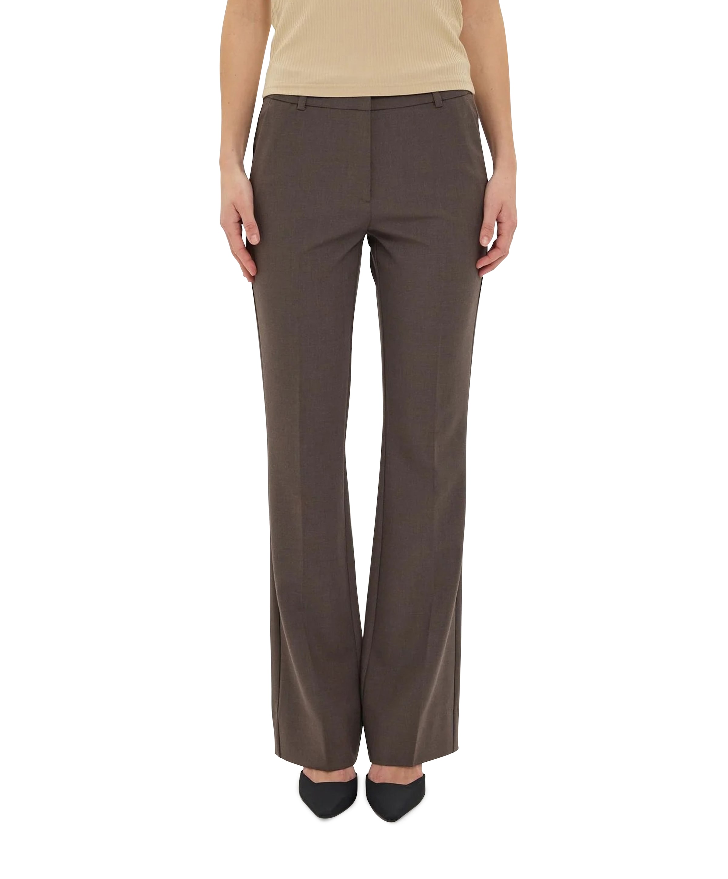 CLARAFV 826 MUD BROWN MELANGE dames pantalon bruin