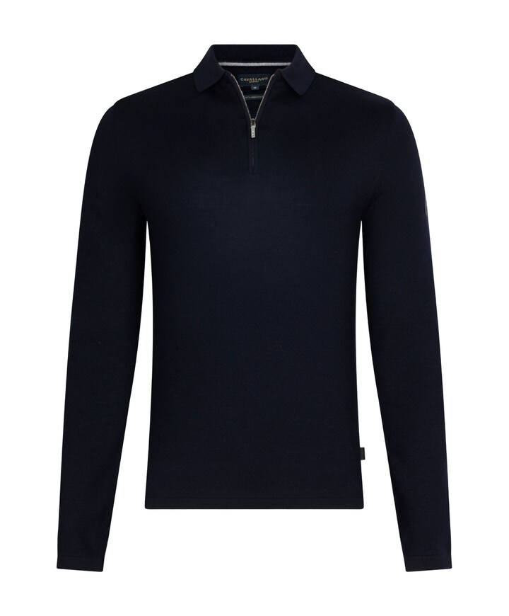 Heren trui met rits blauw