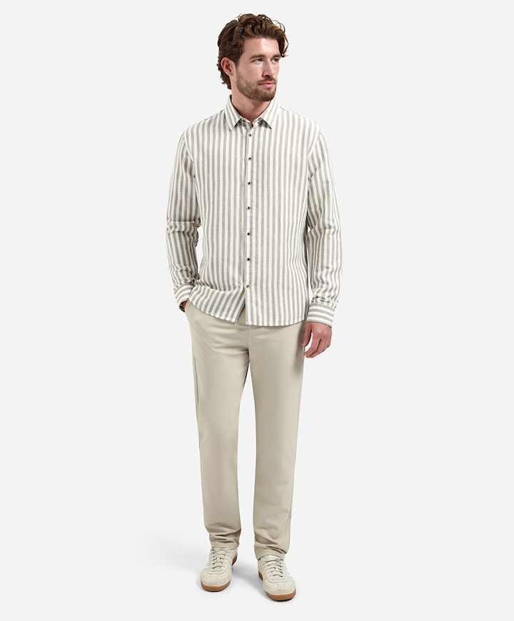 Heren overhemd lange mouw beige