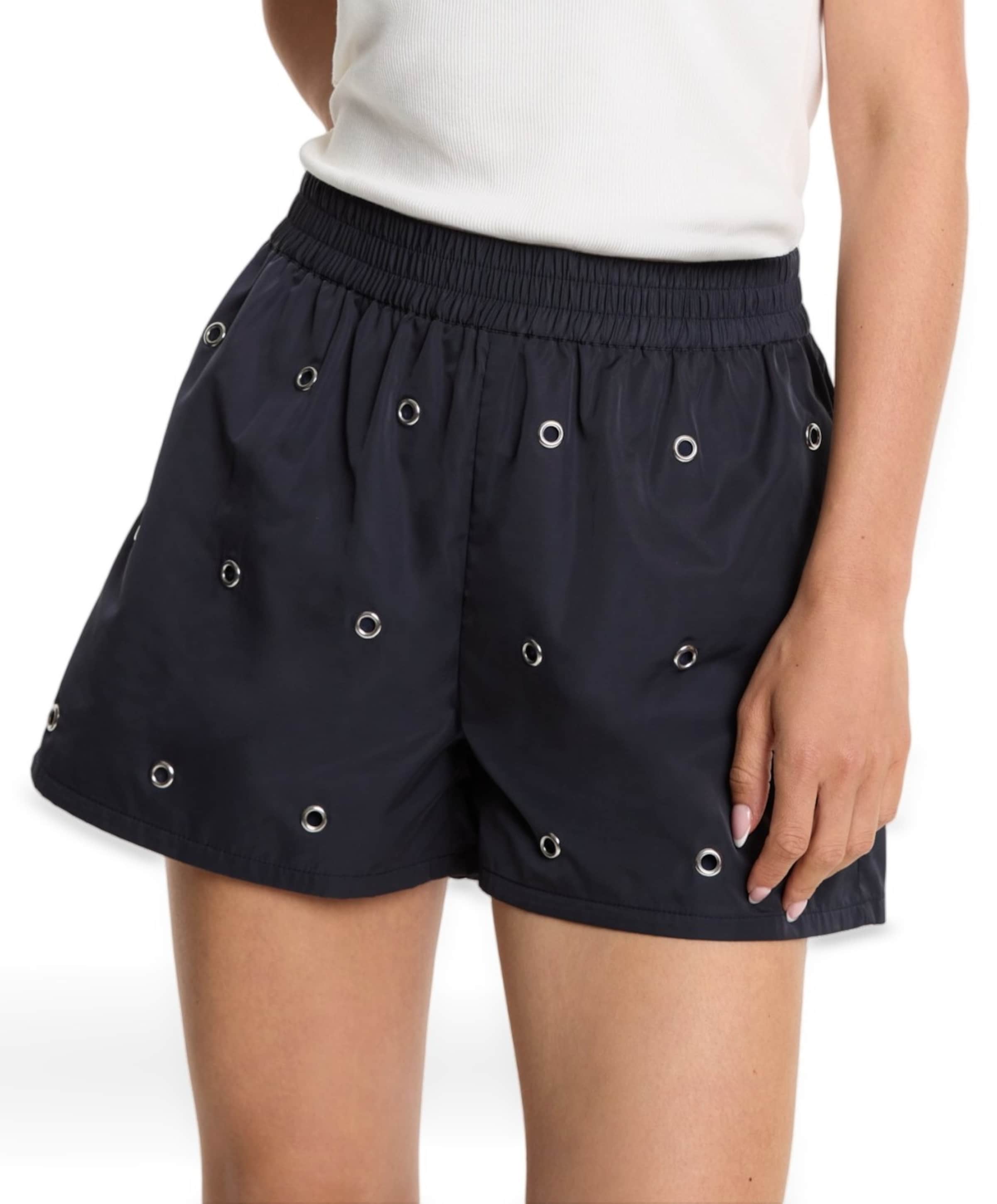 EYELET dames korte broek blauw