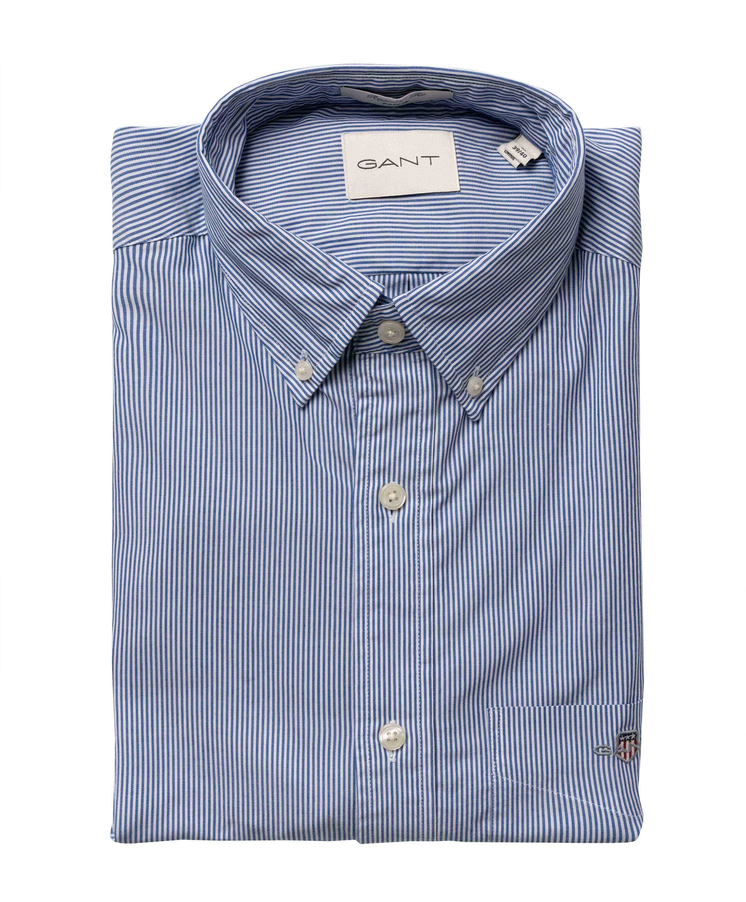 Heren overhemd lange mouw blauw