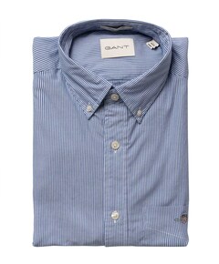 Heren overhemd lange mouw blauw