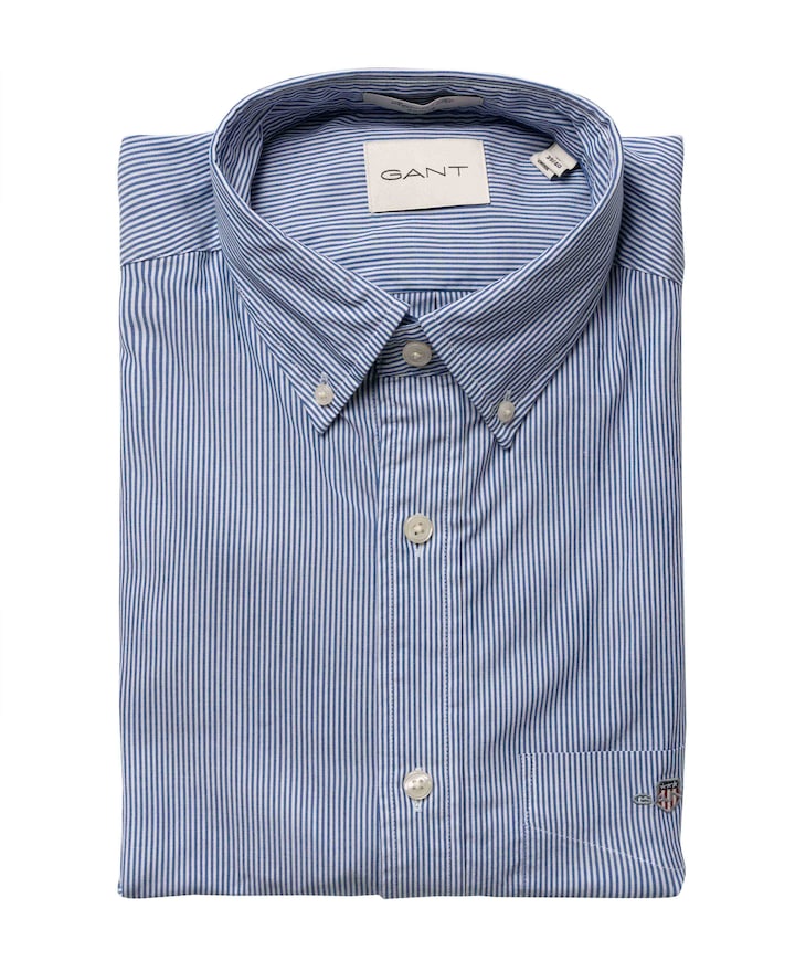 Heren overhemd lange mouw blauw