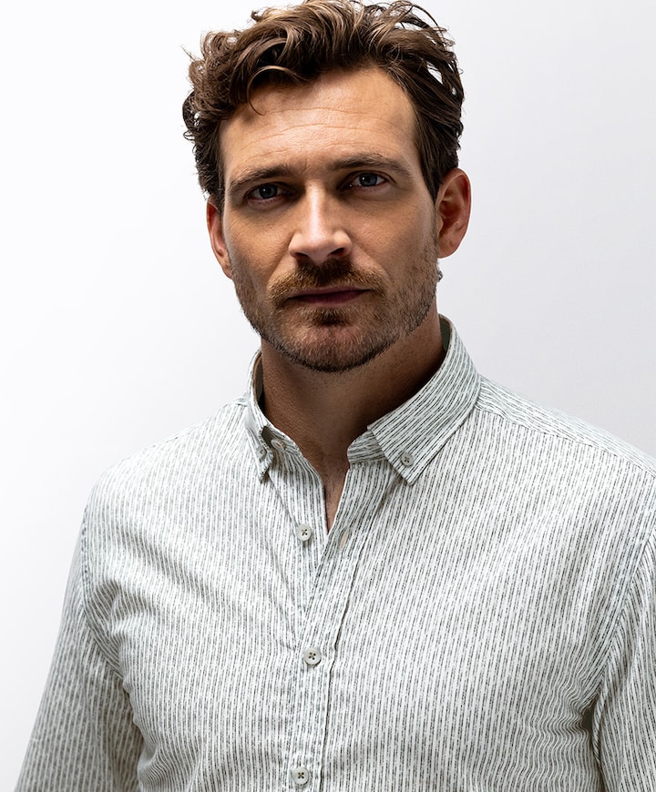 Heren overhemd lange mouw groen