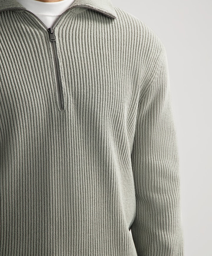 Heren trui met rits grijs