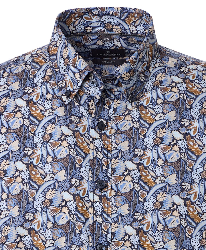 Heren overhemd lange mouw blauw