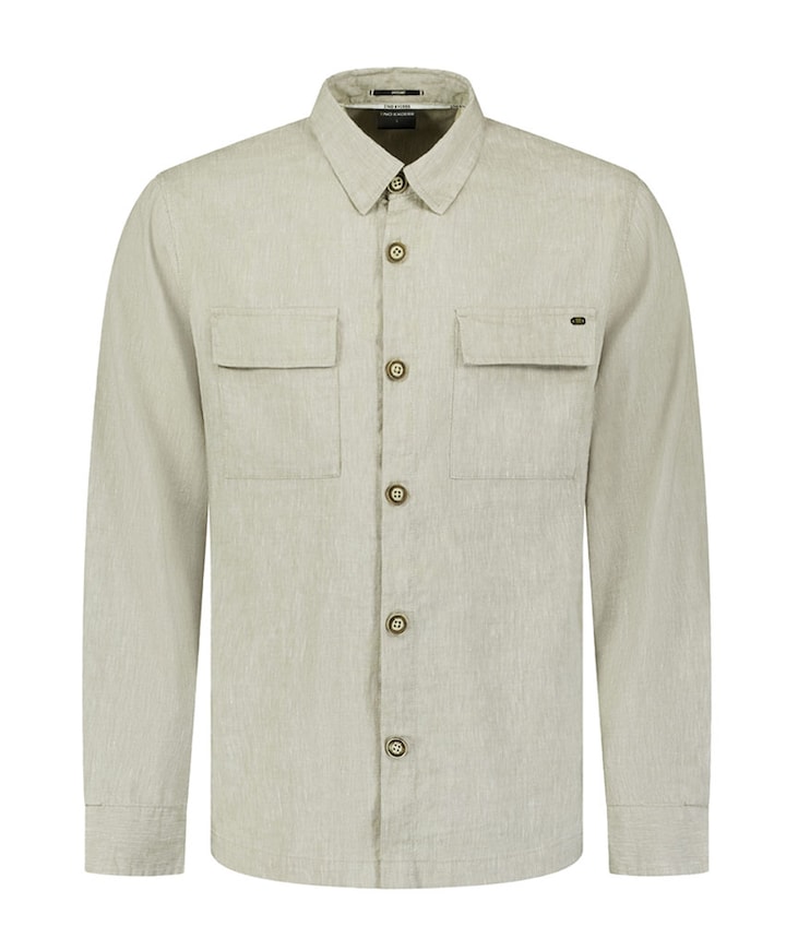 Heren overhemd lange mouw beige