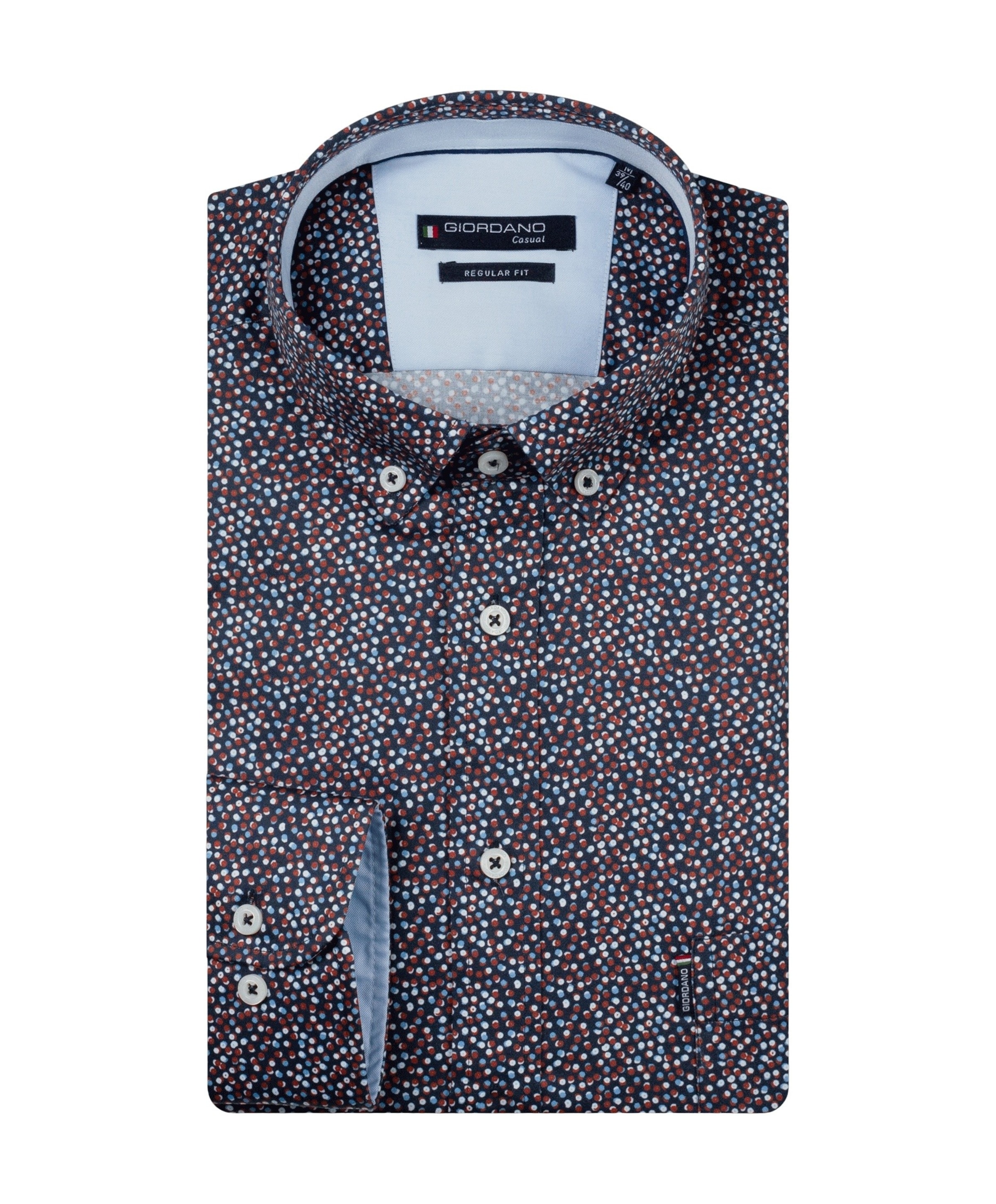 Heren overhemd lange mouw blauw