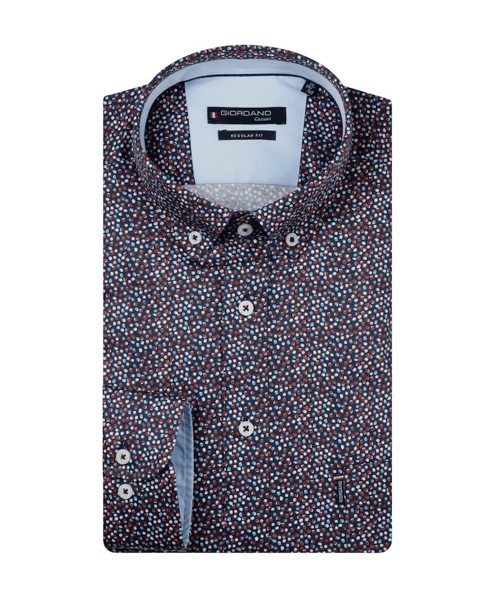 Heren overhemd lange mouw blauw