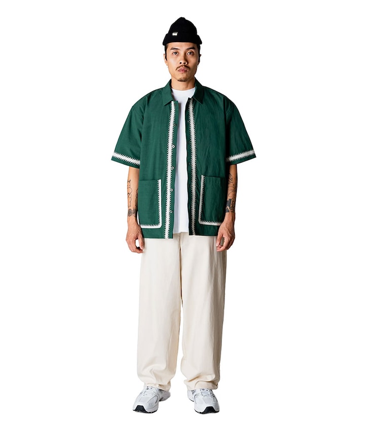 Heren overhemd korte mouw groen