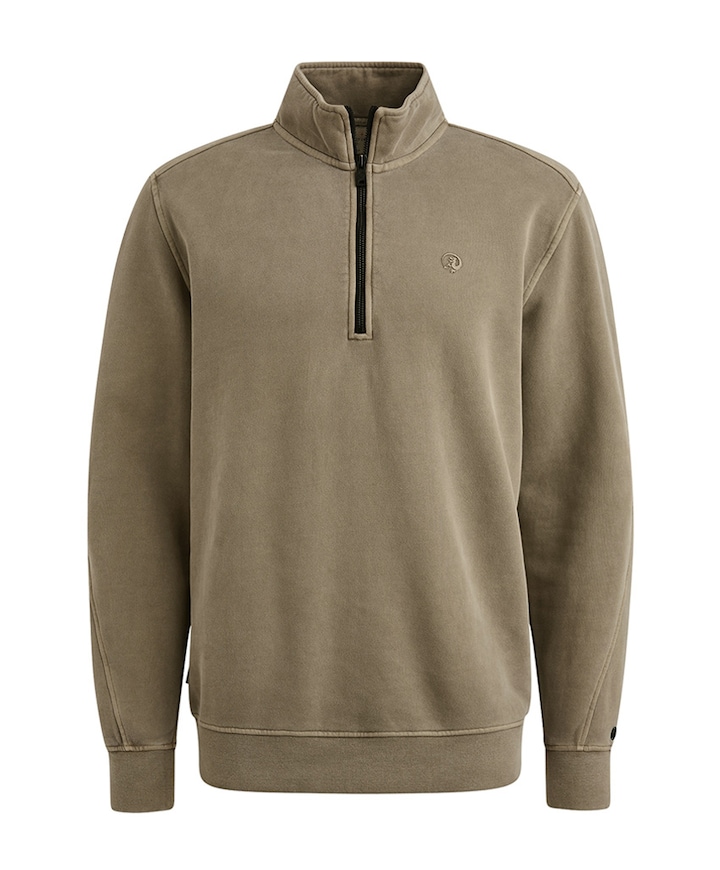 Heren trui met rits beige