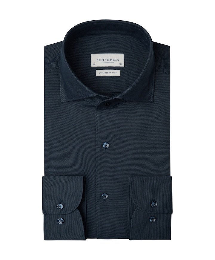 Heren overhemd lange mouw blauw