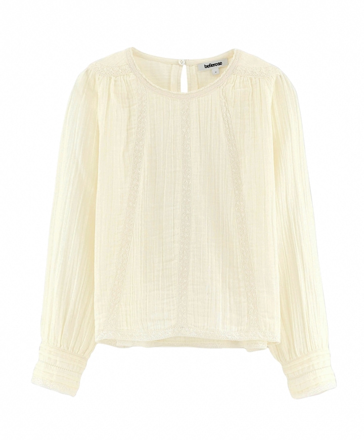 Meisjes blouse lange mouw ecru