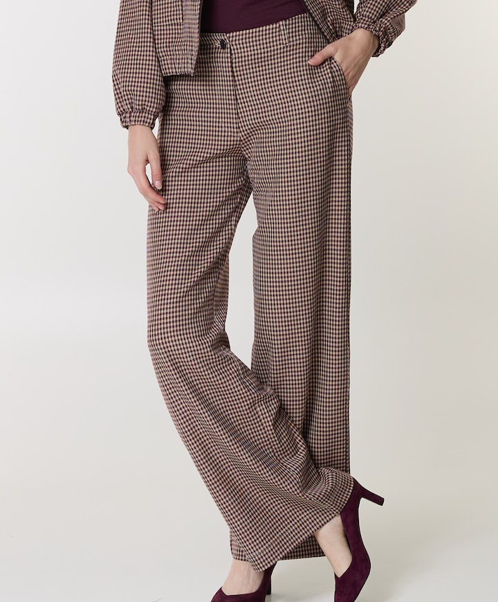 ELIEKE CHECK dames broek beige
